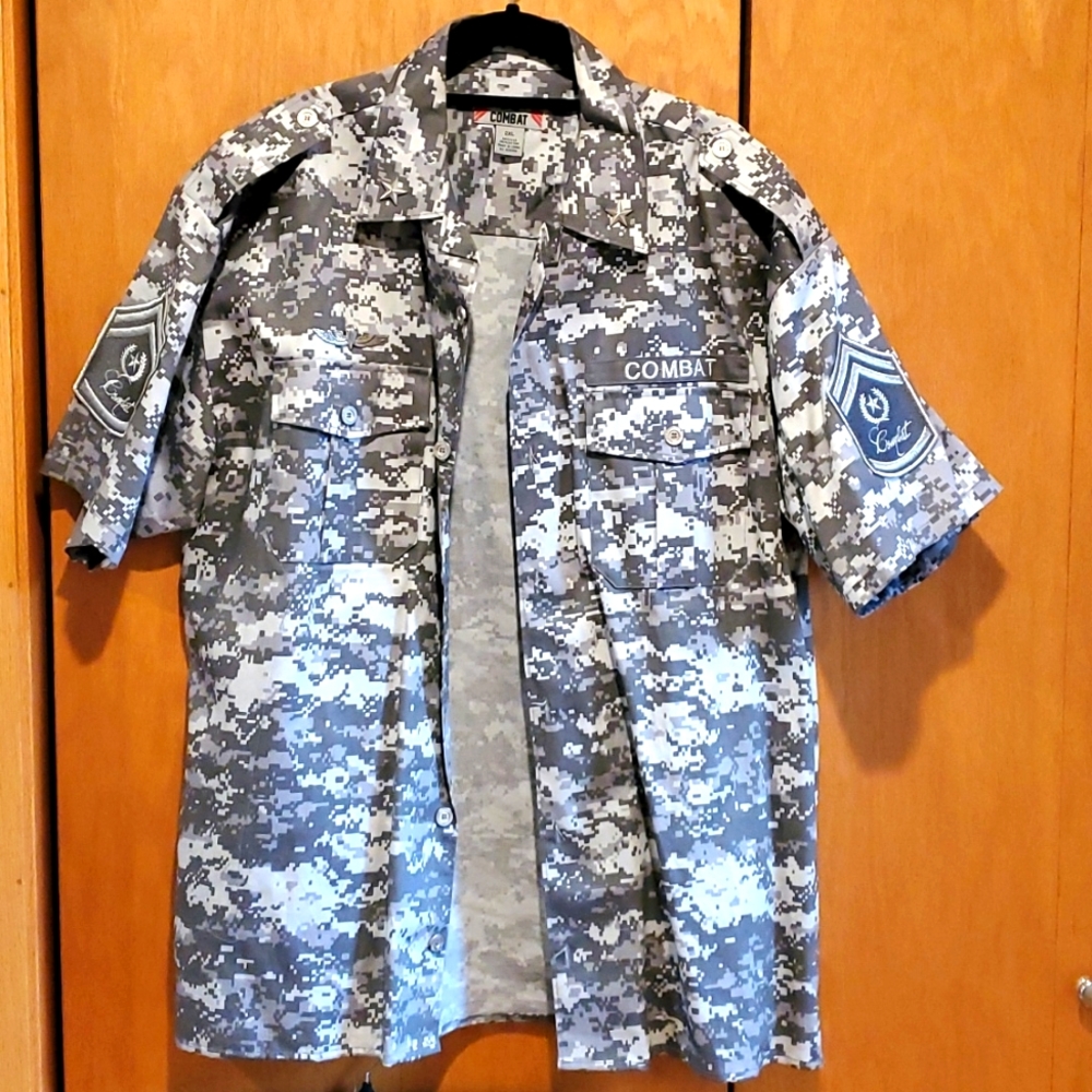 Combat, Size 2XL Shirt & 36X34 Pants, light Gray/Gray/White Army